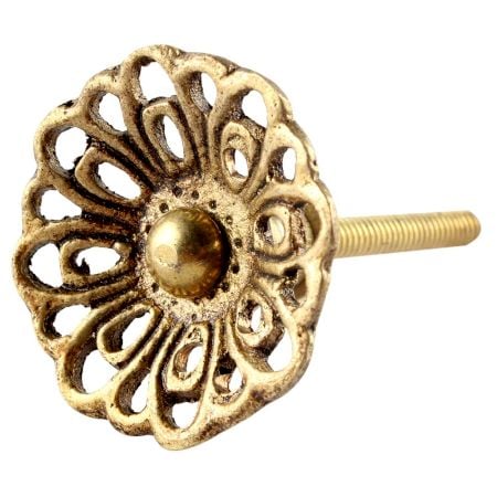 Golden Flower Brass Knob in Umbrella Shape